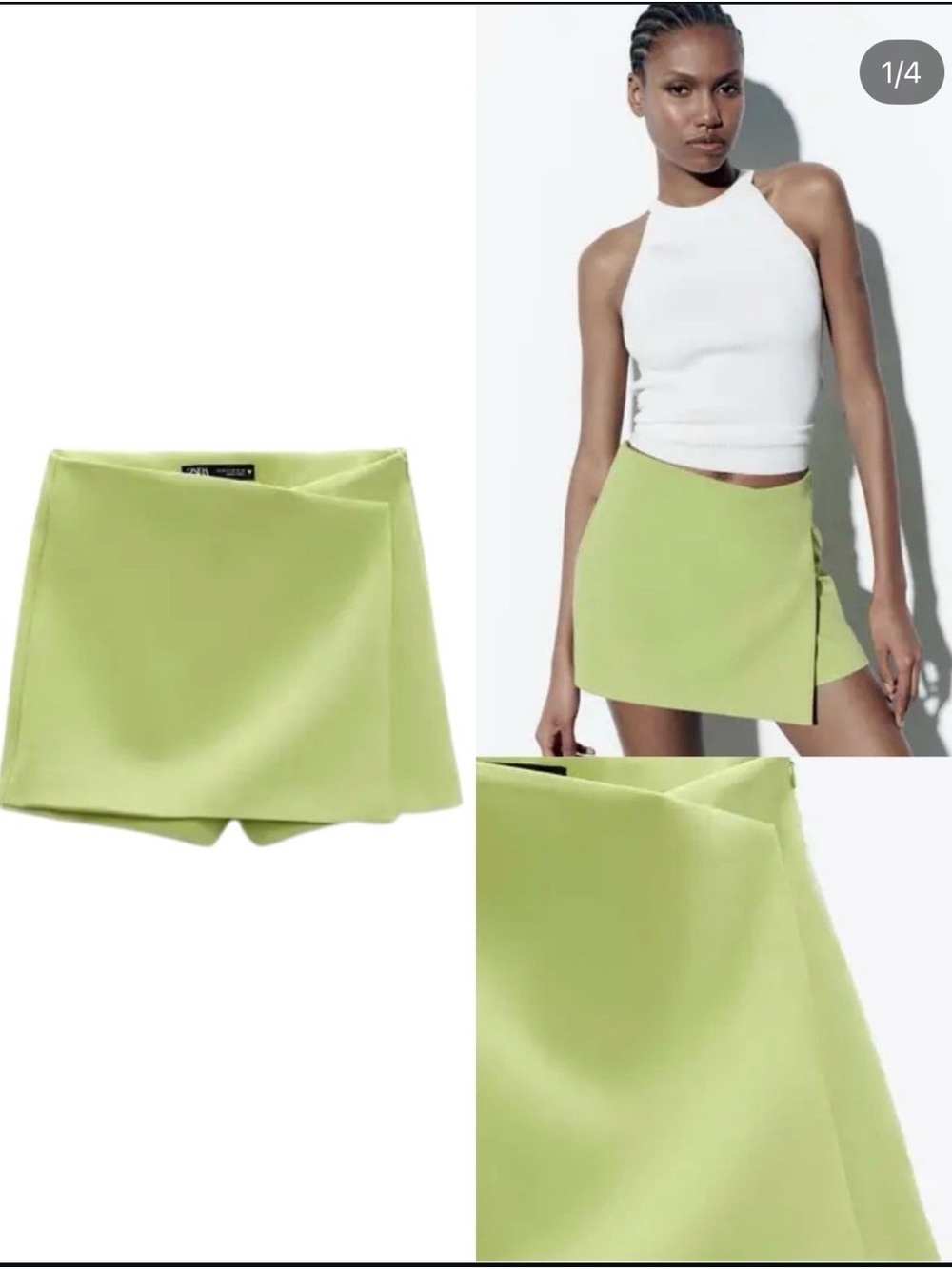 Zara Lime Wrap Mini Skort - Light Green